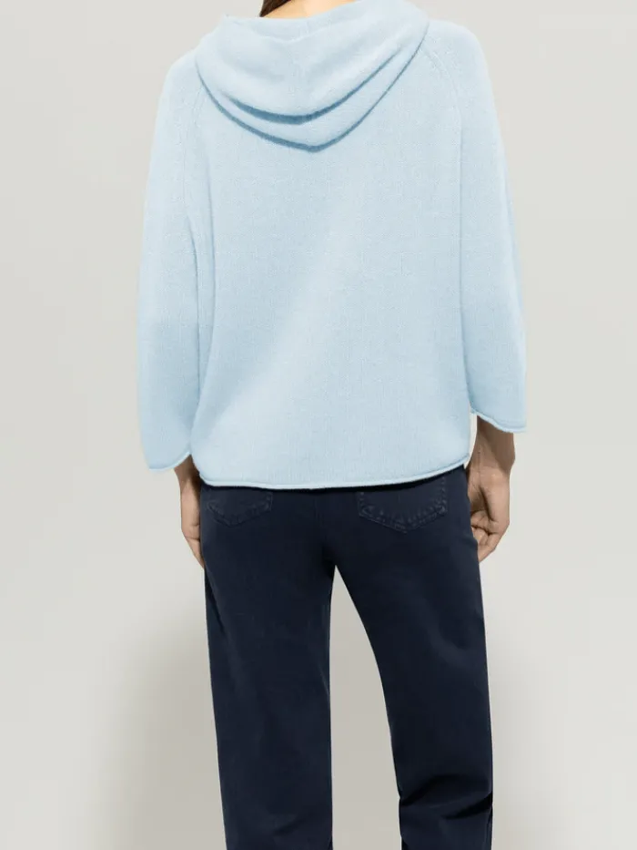luisa_cerano_womens_cashm_3.webp Luisa Cerano Knitwear | Luxury Gifts^Women's Cashmere Blend Hoodie In Sky Blue 118607 5871 Col