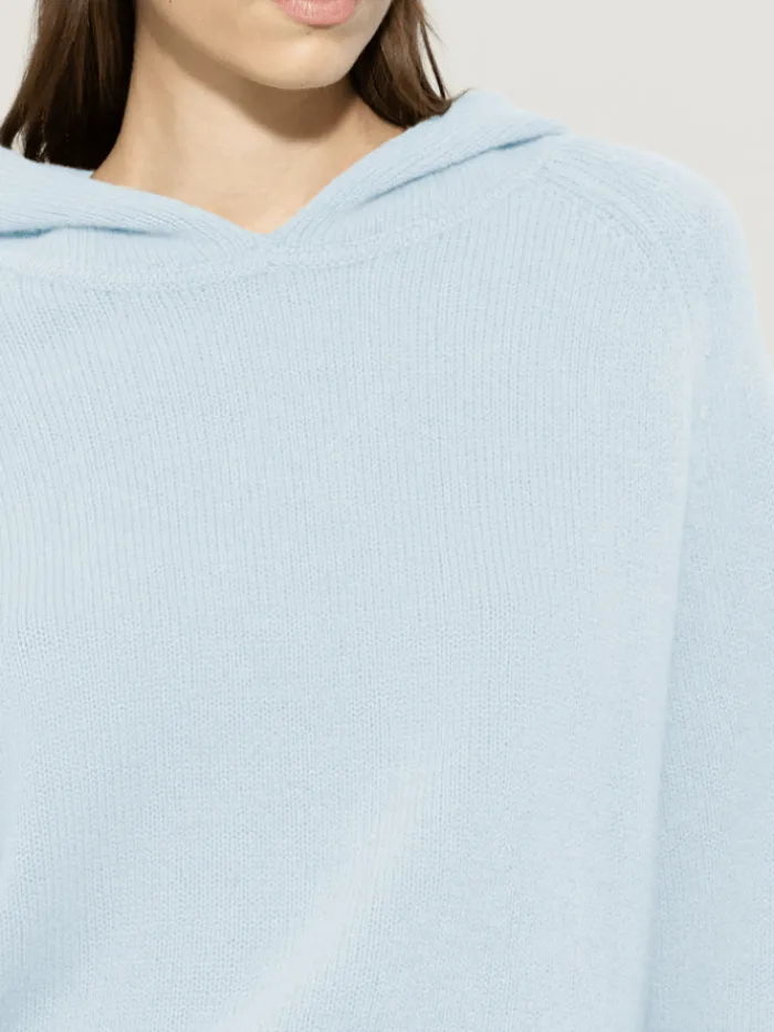 luisa_cerano_womens_cashm_4.webp Luisa Cerano Knitwear | Luxury Gifts^Women's Cashmere Blend Hoodie In Sky Blue 118607 5871 Col