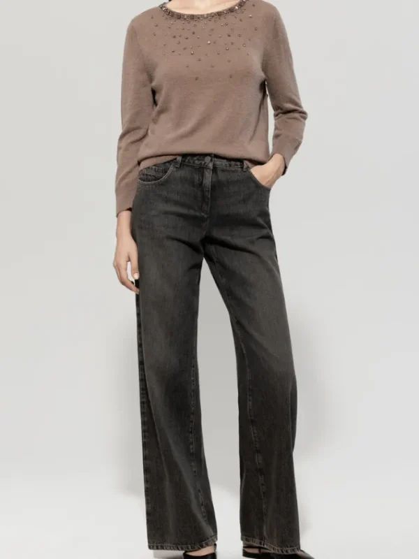 Luisa Cerano Knitwear | Luxury Gifts^Women's Fine Knit Jumper With Glittering Stones 118608 59