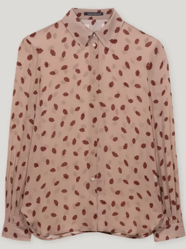 Luisa Cerano Tops | Luxury Gifts^Women's Shirt Blouse With Lips Print In Mushroom 218514 3