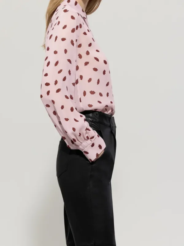 Luisa Cerano Tops | Luxury Gifts^Women's Shirt Blouse With Lips Print In Fresh Rose 218514