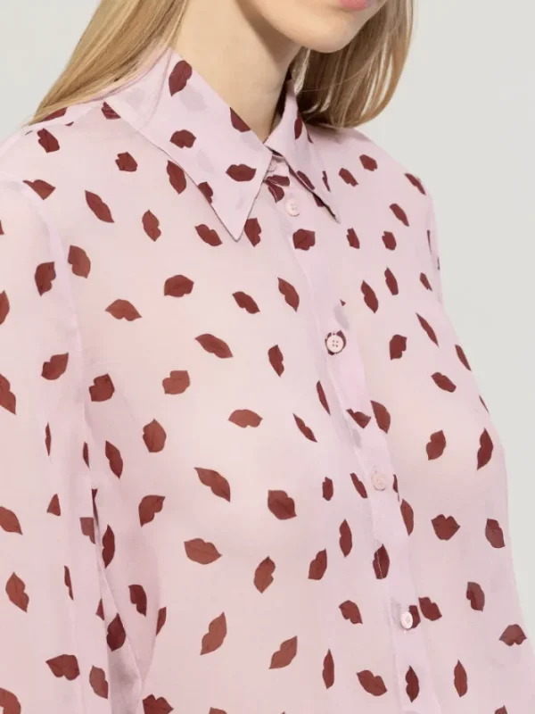 Luisa Cerano Tops | Luxury Gifts^Women's Shirt Blouse With Lips Print In Fresh Rose 218514