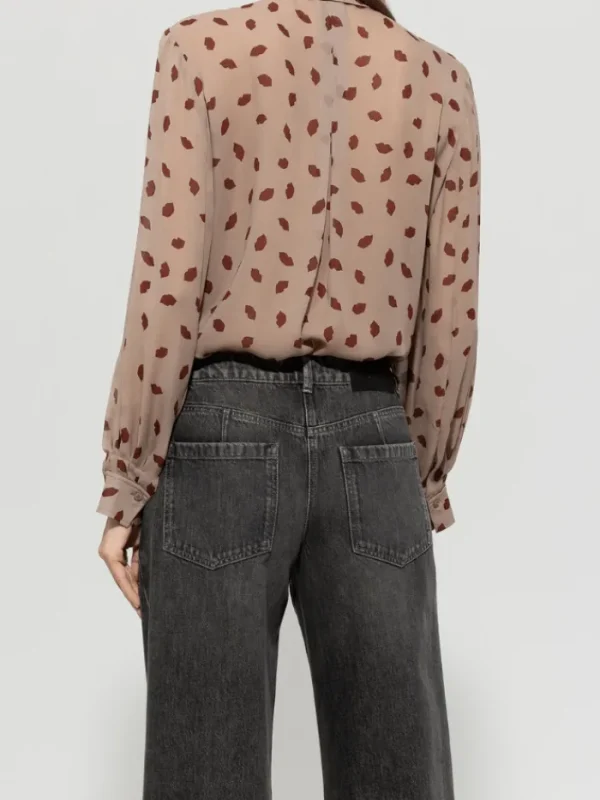 Luisa Cerano Tops | Luxury Gifts^Women's Shirt Blouse With Lips Print In Mushroom 218514 3