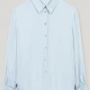 Luisa Cerano Tops | Luxury Gifts^Women's Silk Blend Shirt Blouse In Sky Blue 218514 2179 C
