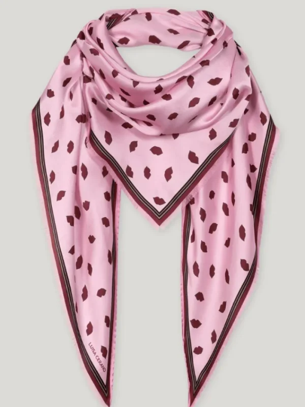 Luisa Cerano Scarves & Gloves | Luxury Gifts^Women's Silk Scarf With Lips Print 818425 9463 Col 4244