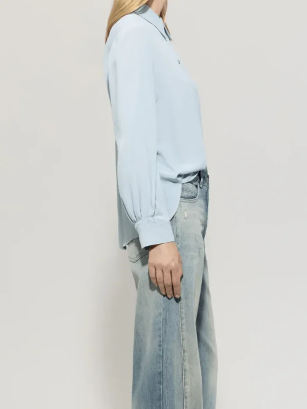 Luisa Cerano Tops | Luxury Gifts^Women's Silk Blend Shirt Blouse In Sky Blue 218514 2179 C