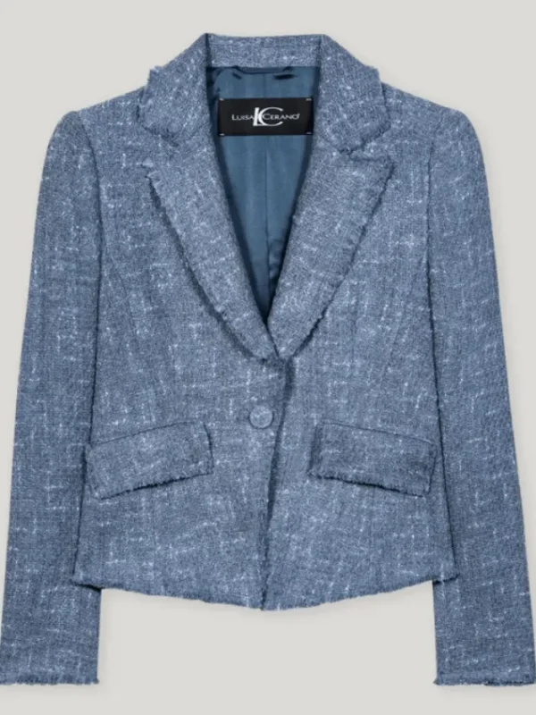 Luisa Cerano Coats And Jackets | Luxury Gifts^Women's Vintage Tweed Blazer In Blue 418320 3712 Col 2852