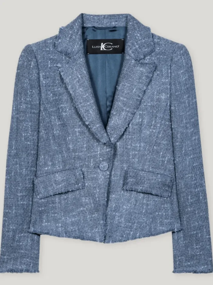 luisa_cerano_womens_vinta_0.webp Luisa Cerano Coats And Jackets | Luxury Gifts^Women's Vintage Tweed Blazer In Blue 418320 3712 Col 2852