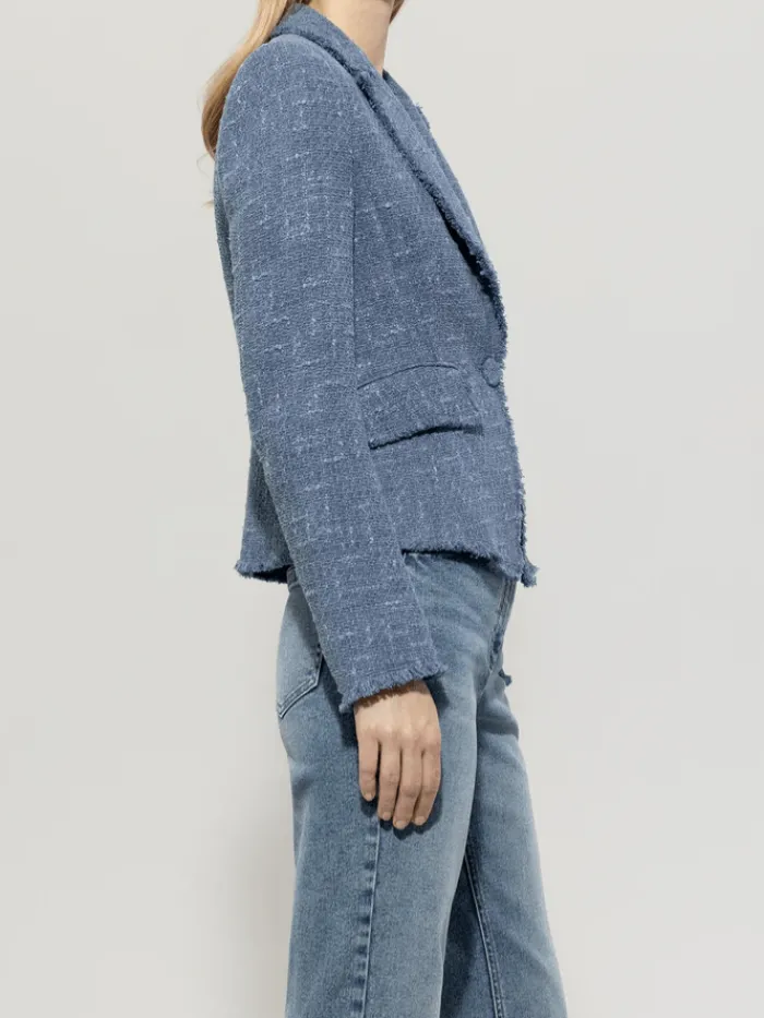luisa_cerano_womens_vinta_2.webp Luisa Cerano Coats And Jackets | Luxury Gifts^Women's Vintage Tweed Blazer In Blue 418320 3712 Col 2852