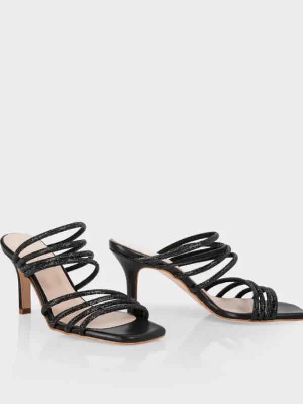 Marc Cain Party Wear | Footwear^Black Mules With Glitter Straps WB SG.08 Z08 COL 900