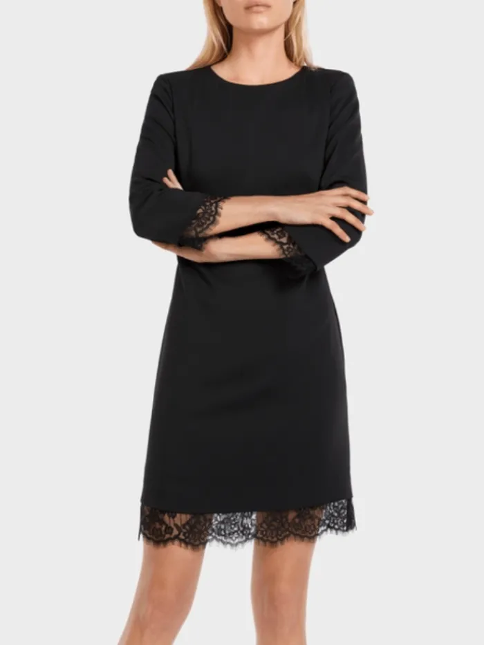 marc_cain_collections_bla_0-2.webp Marc Cain Collections Dresses | Party Wear^Black Mini Dress With Delicate Lace VC 21.39 W16