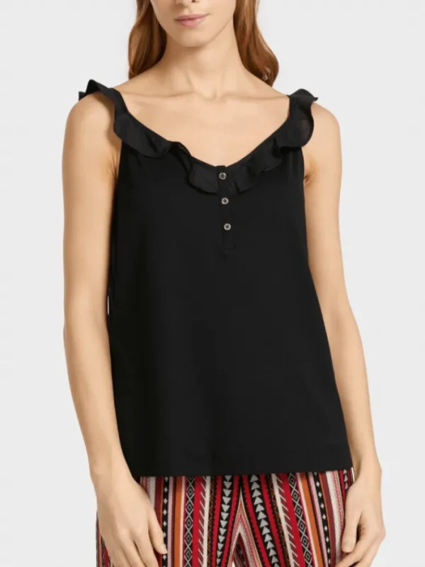 Marc Cain Collections Sweatshirts And T-Shirts | Tops^Black Frill Top UC 61.20 J14 COL 900