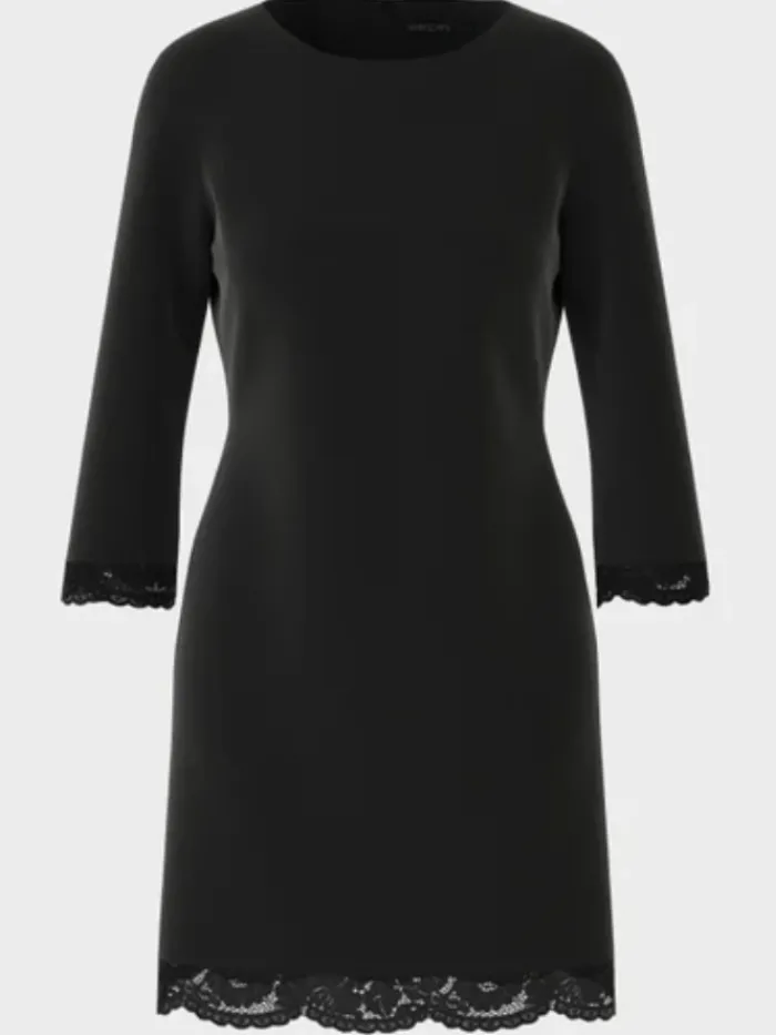 marc_cain_collections_bla_1-2.webp Marc Cain Collections Dresses | Party Wear^Black Mini Dress With Delicate Lace VC 21.39 W16