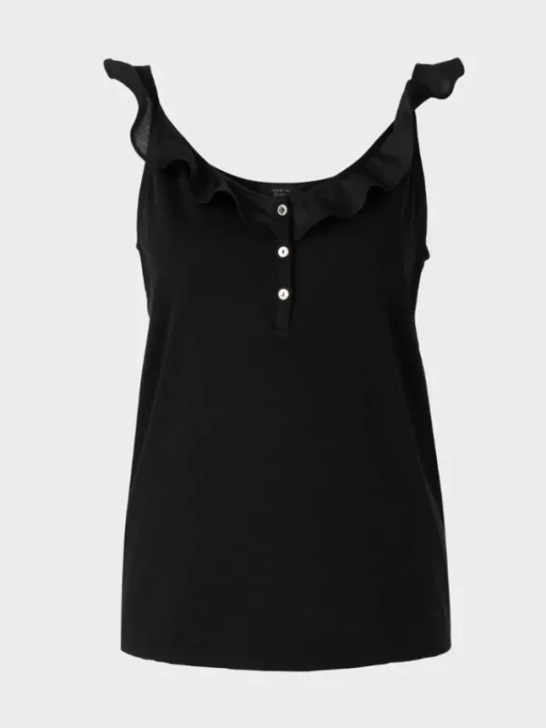 Marc Cain Collections Sweatshirts And T-Shirts | Tops^Black Frill Top UC 61.20 J14 COL 900