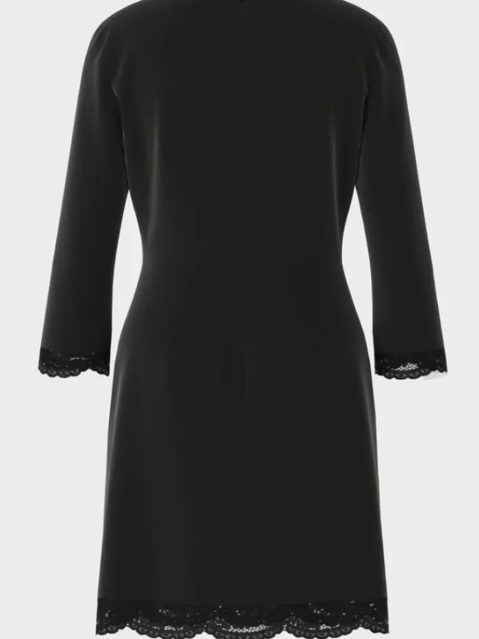 marc_cain_collections_bla_2-2.webp Marc Cain Collections Dresses | Party Wear^Black Mini Dress With Delicate Lace VC 21.39 W16