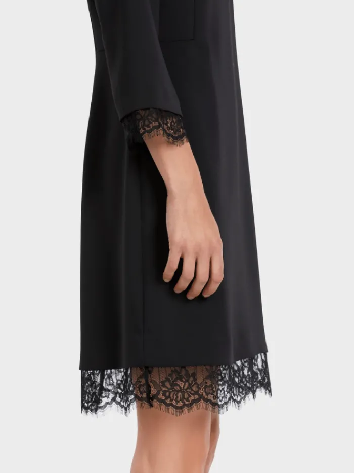 marc_cain_collections_bla_3-2.webp Marc Cain Collections Dresses | Party Wear^Black Mini Dress With Delicate Lace VC 21.39 W16