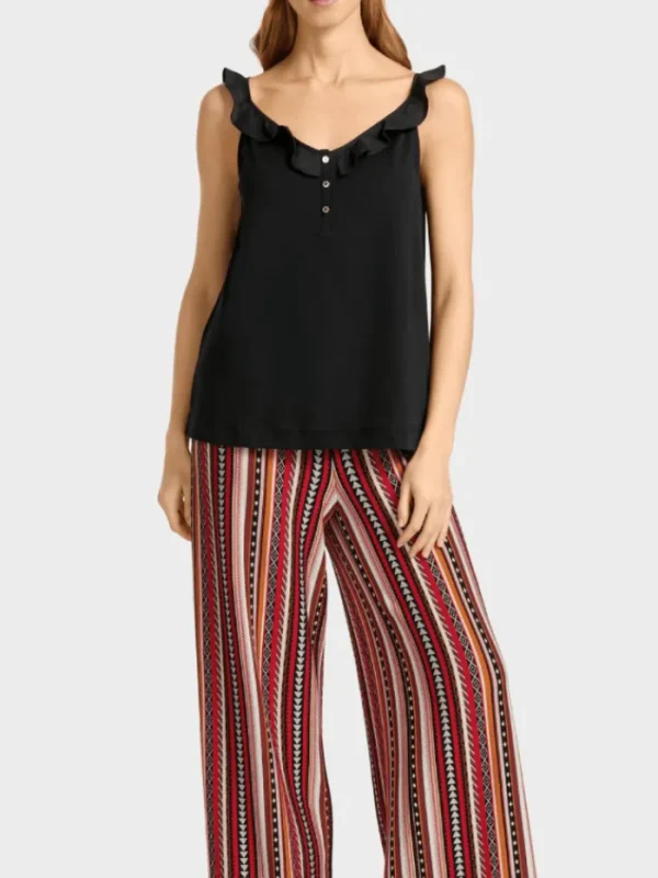 Marc Cain Collections Sweatshirts And T-Shirts | Tops^Black Frill Top UC 61.20 J14 COL 900