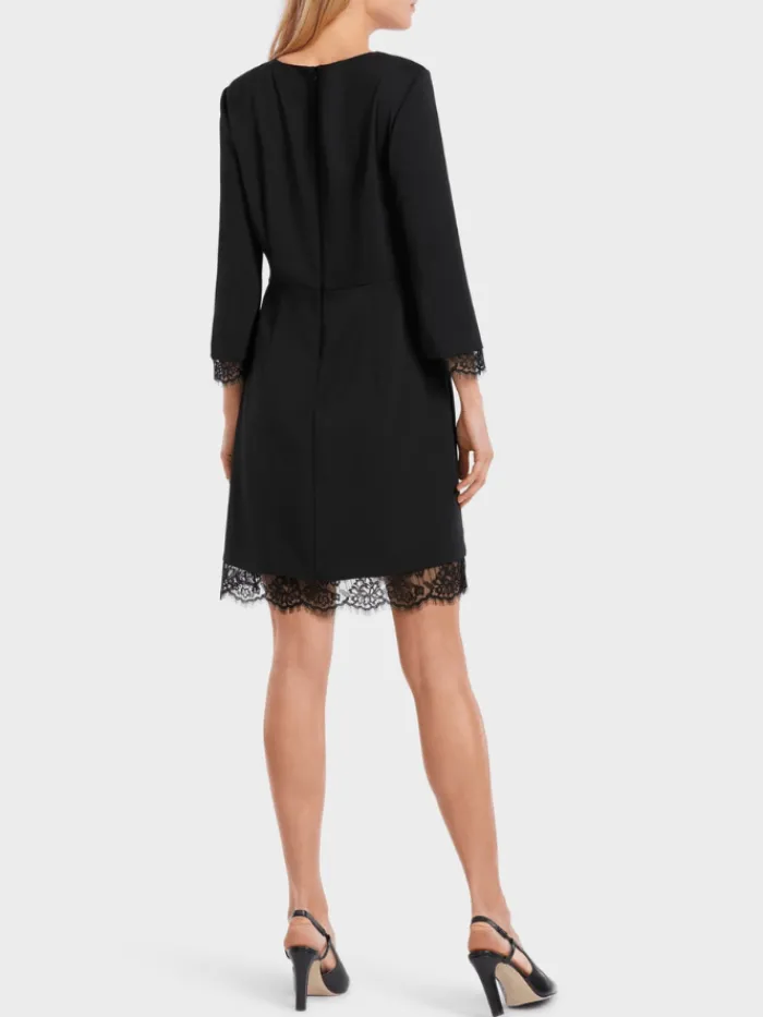 marc_cain_collections_bla_4-2.webp Marc Cain Collections Dresses | Party Wear^Black Mini Dress With Delicate Lace VC 21.39 W16