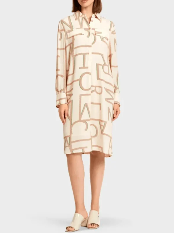 Marc Cain Collections Dresses | Gifts Under £100^Cream Printed Shirt Dress UC 21.37 W38 COL 131