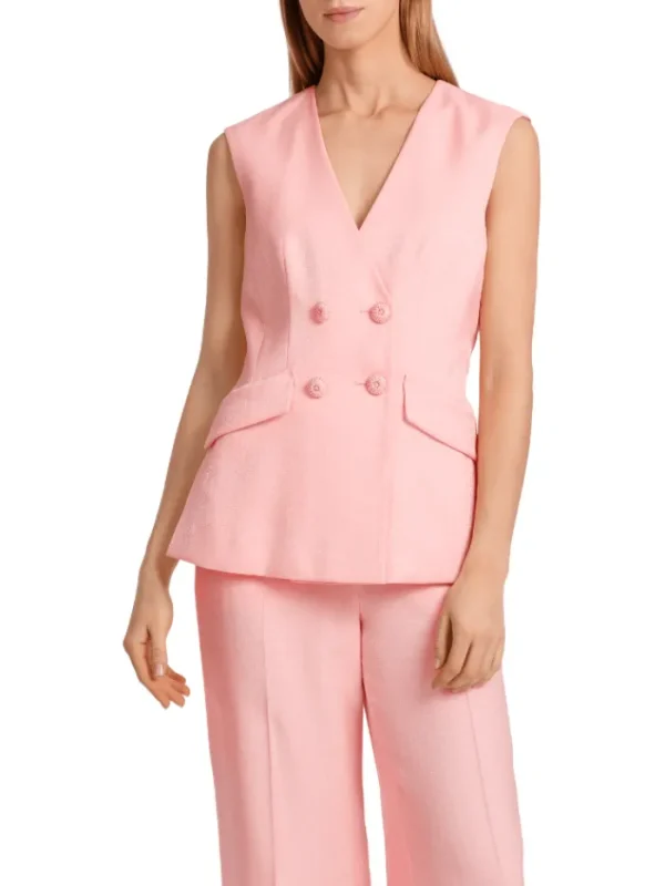 Marc Cain Collections Coats And Jackets | Tops^Double Breasted Fitted Waistcoat In Soft Seashel