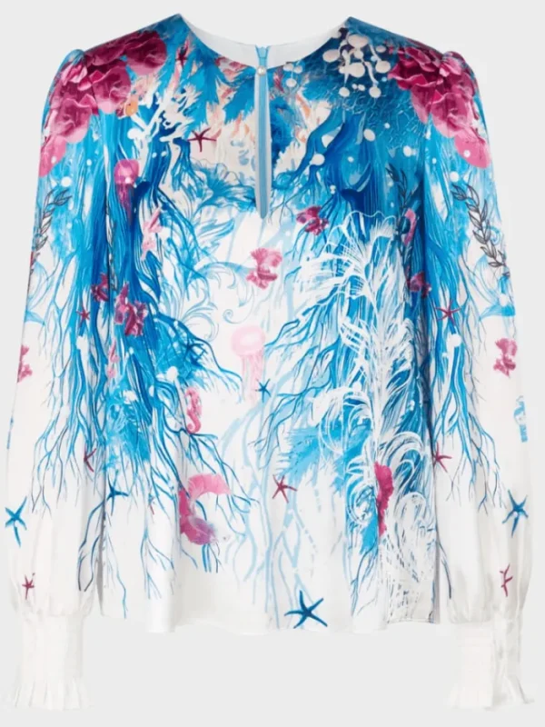 Marc Cain Collections Tops | Gifts Under £250^Printed Blouse In Light Azure Design WC 51.47 W8