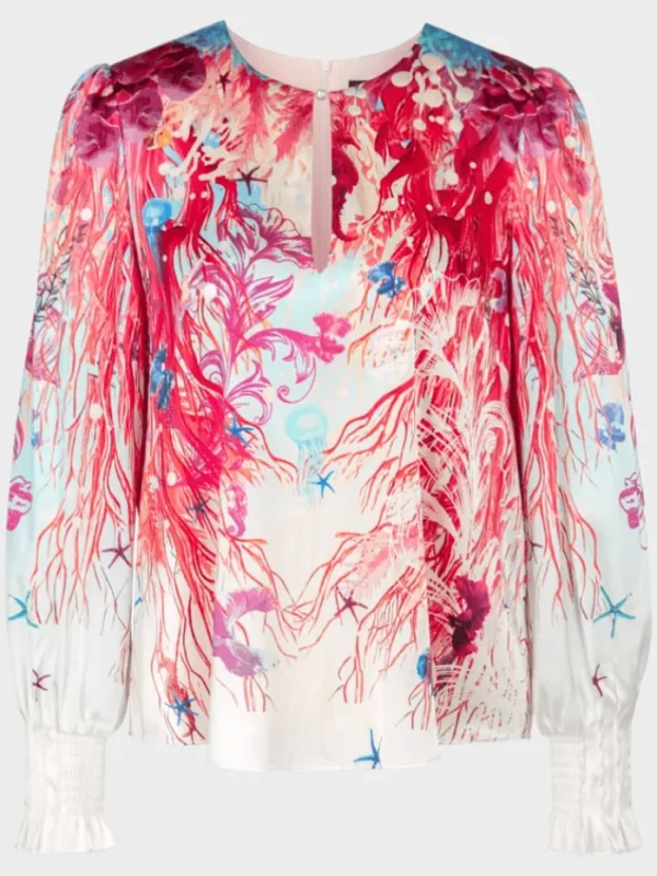 Marc Cain Collections Sweatshirts And T-Shirts | Tops^Printed Blouse In Soft Seashell Design WC 51.47