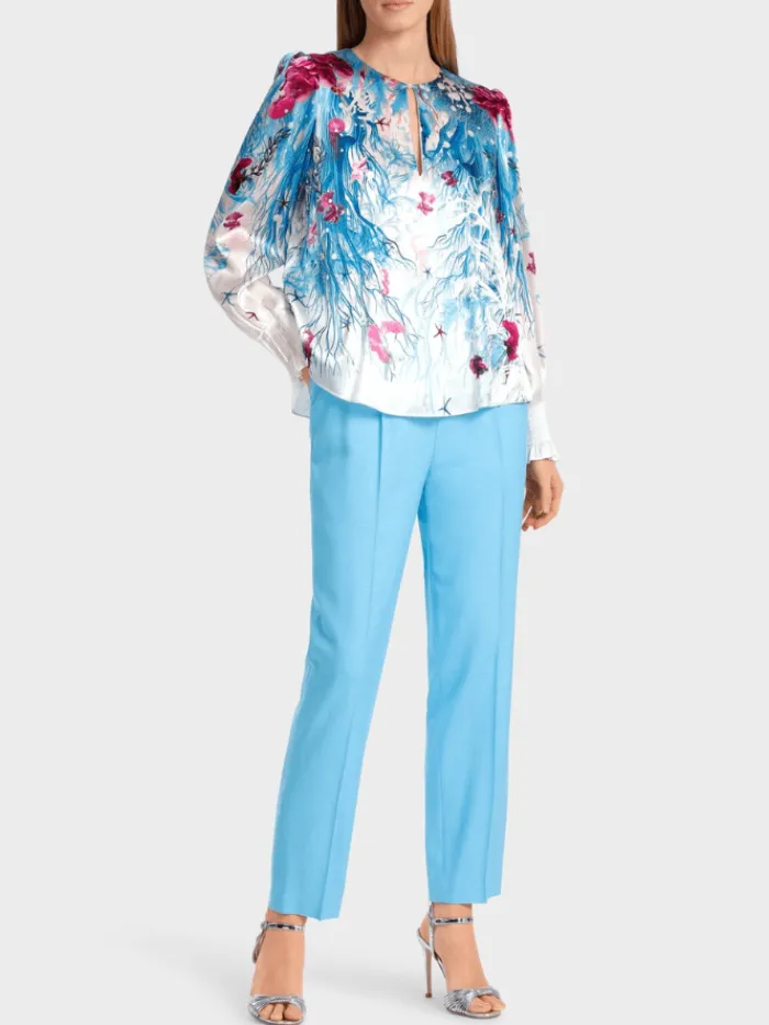 marc_cain_collections_pri_1-1.webp Marc Cain Collections Tops | Gifts Under £250^Printed Blouse In Light Azure Design WC 51.47 W8