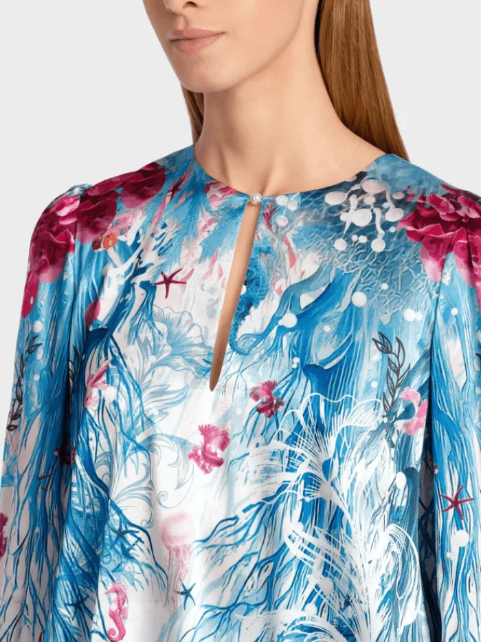 marc_cain_collections_pri_2-1.webp Marc Cain Collections Tops | Gifts Under £250^Printed Blouse In Light Azure Design WC 51.47 W8