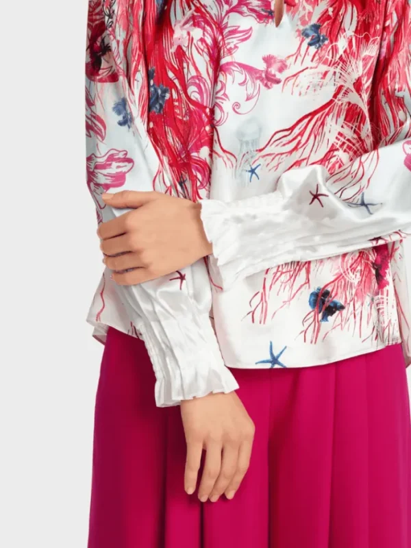 Marc Cain Collections Sweatshirts And T-Shirts | Tops^Printed Blouse In Soft Seashell Design WC 51.47