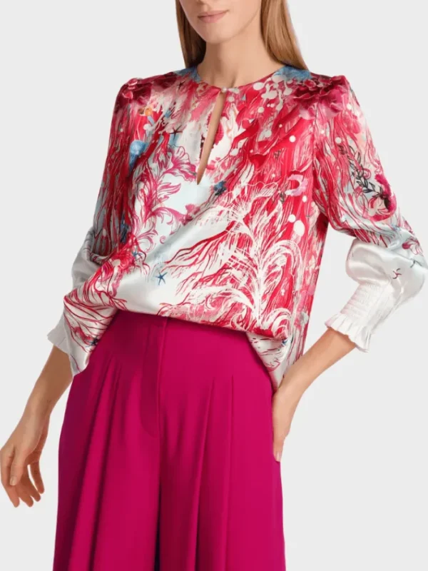 Marc Cain Collections Sweatshirts And T-Shirts | Tops^Printed Blouse In Soft Seashell Design WC 51.47