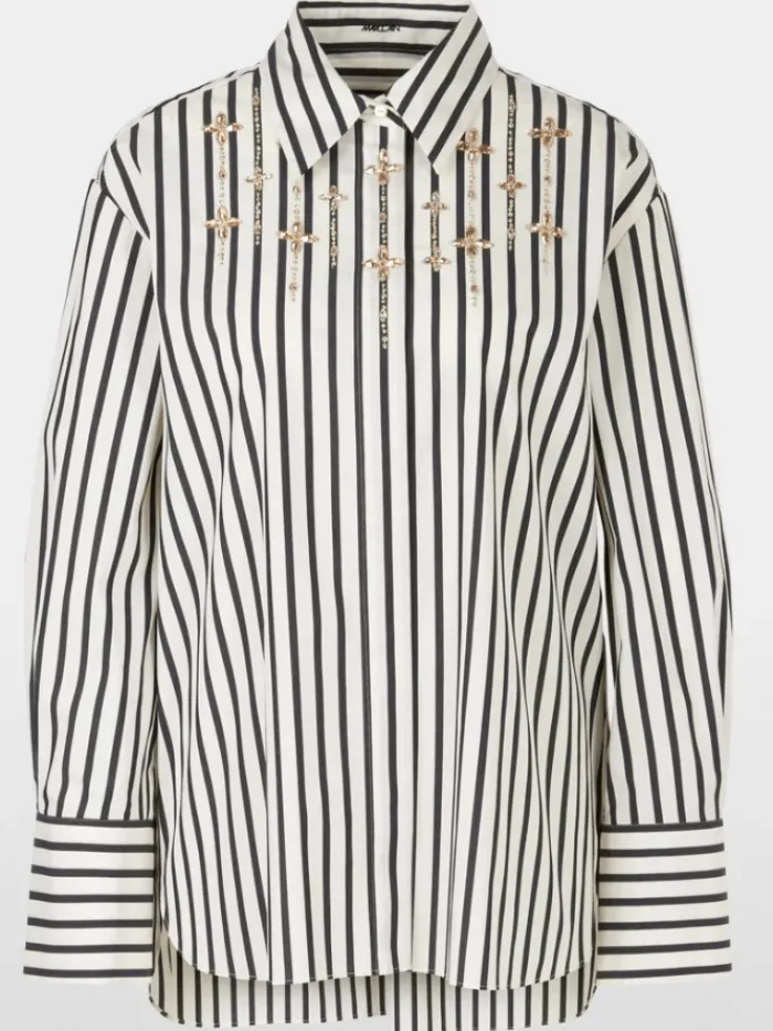 marc_cain_collections_str_0-1.webp Marc Cain Collections Tops | Gifts Under £250^Striped Blouse With Rhinestones XC 51.13 W28 COL