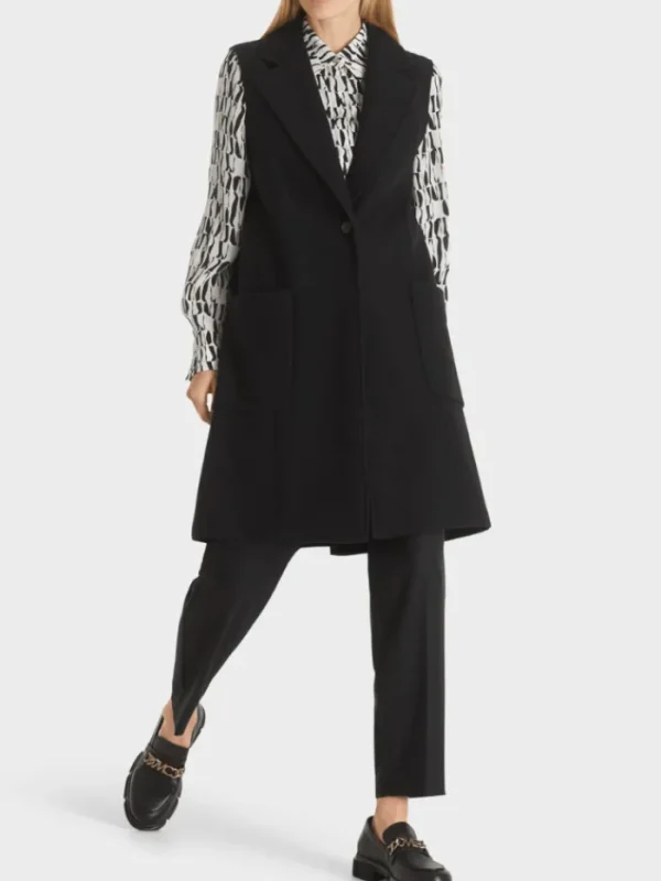 Marc Cain Collections Gifts Under £100^T Black Long Wool Gilet TC 37.08 J30 COL 900