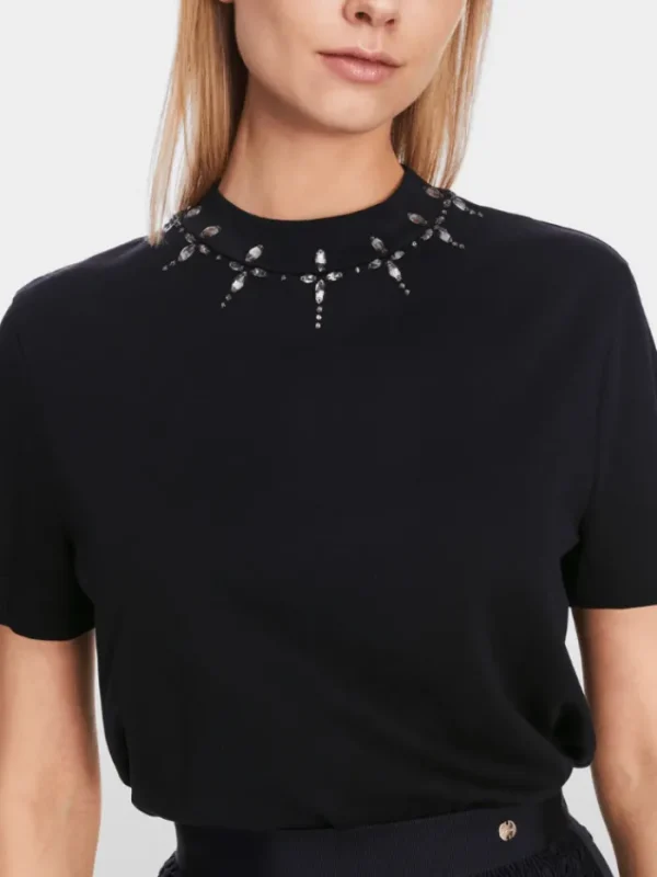 Marc Cain Collections Sweatshirts And T-Shirts | Tops^T Shirt With Rhinestones Detail XC 48.16 J13 COL