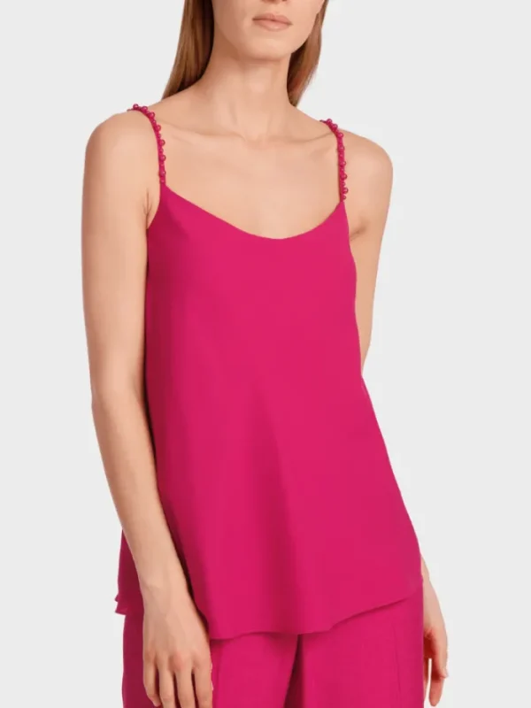 Marc Cain Collections Tops | Sweatshirts And T-Shirts^Top With Beaded Straps In Deep Fuchsia WC 61.27