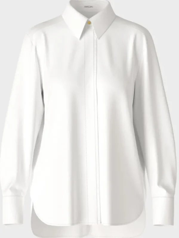 Marc Cain Collections Tops | Gifts Under £250^White Shirt Blouse With Pleated Border VC 51.43