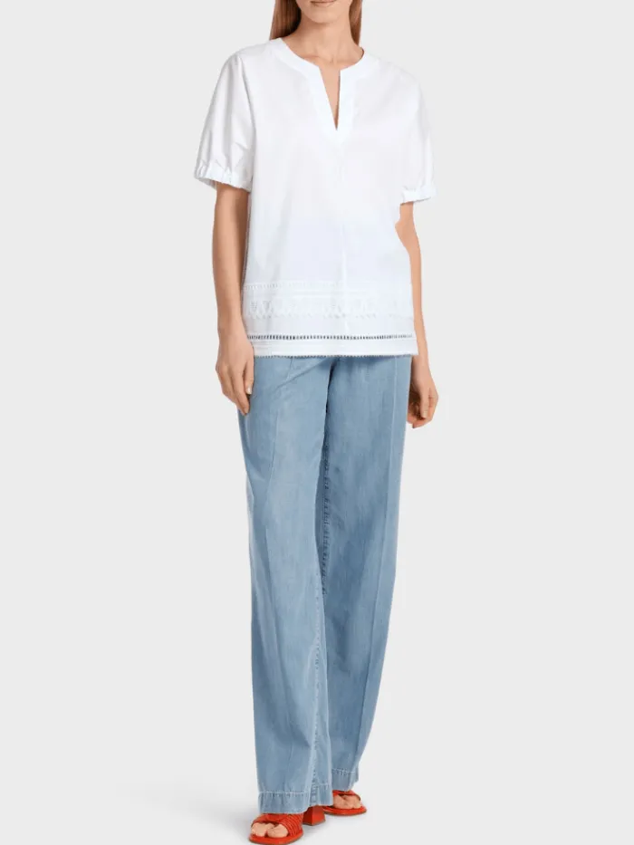 marc_cain_collections_whi_1.webp Marc Cain Collections Tops | Gifts Under £100^White Blouse With Lace Details WC 51.34 W93 COL