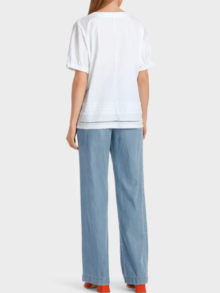 marc_cain_collections_whi_2.webp Marc Cain Collections Tops | Gifts Under £100^White Blouse With Lace Details WC 51.34 W93 COL