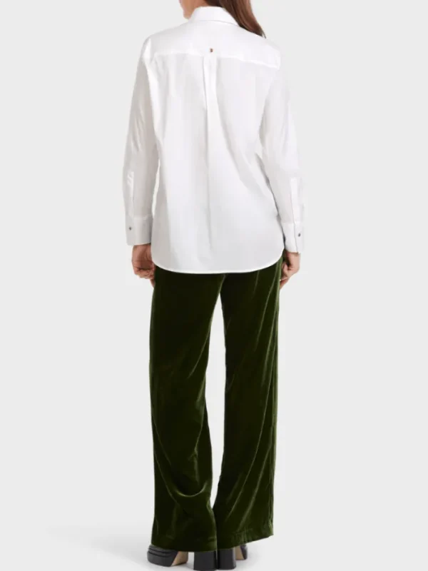 Marc Cain Collections Tops | Gifts Under £250^White Shirt Blouse With Pleated Border VC 51.43
