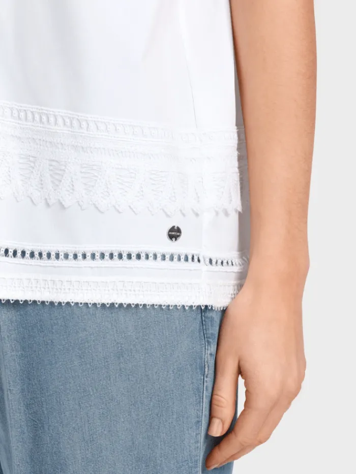 marc_cain_collections_whi_4.webp Marc Cain Collections Tops | Gifts Under £100^White Blouse With Lace Details WC 51.34 W93 COL
