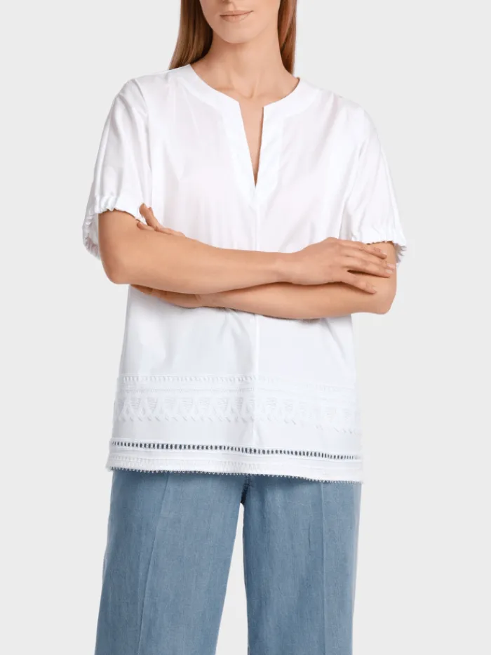 marc_cain_collections_whi_5.webp Marc Cain Collections Tops | Gifts Under £100^White Blouse With Lace Details WC 51.34 W93 COL