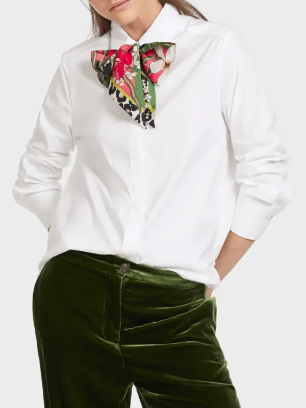 Marc Cain Collections Tops | Gifts Under £250^White Shirt Blouse With Pleated Border VC 51.43