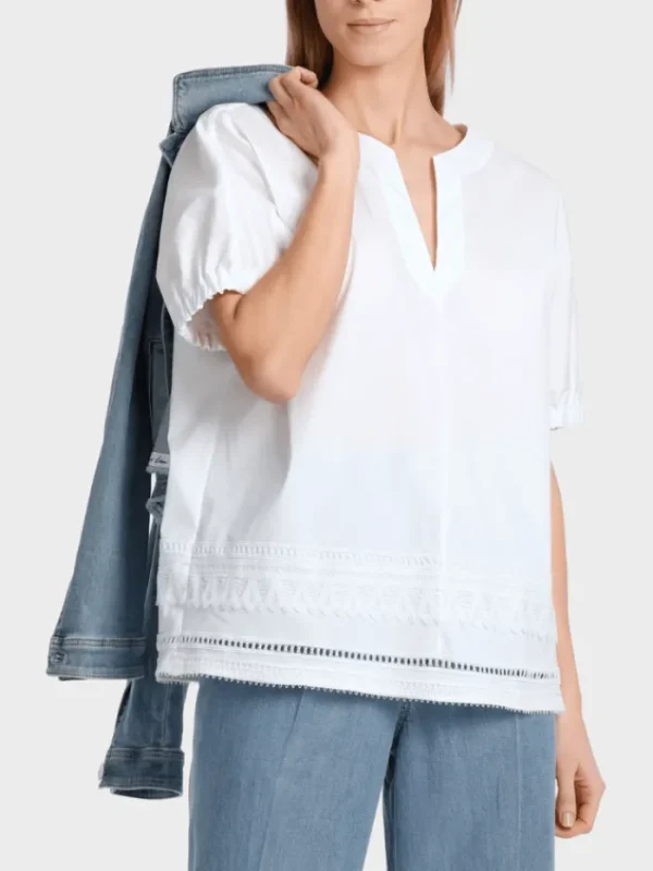 Marc Cain Collections Tops | Gifts Under £100^White Blouse With Lace Details WC 51.34 W93 COL