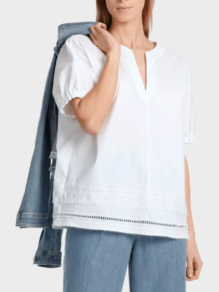 marc_cain_collections_whi_6.webp Marc Cain Collections Tops | Gifts Under £100^White Blouse With Lace Details WC 51.34 W93 COL