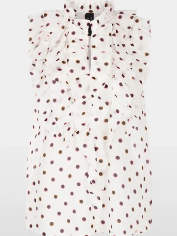 Marc Cain Collections Tops | Gifts Under £250^Women's Ruffled Blouse With Polka Dots Blouse YC