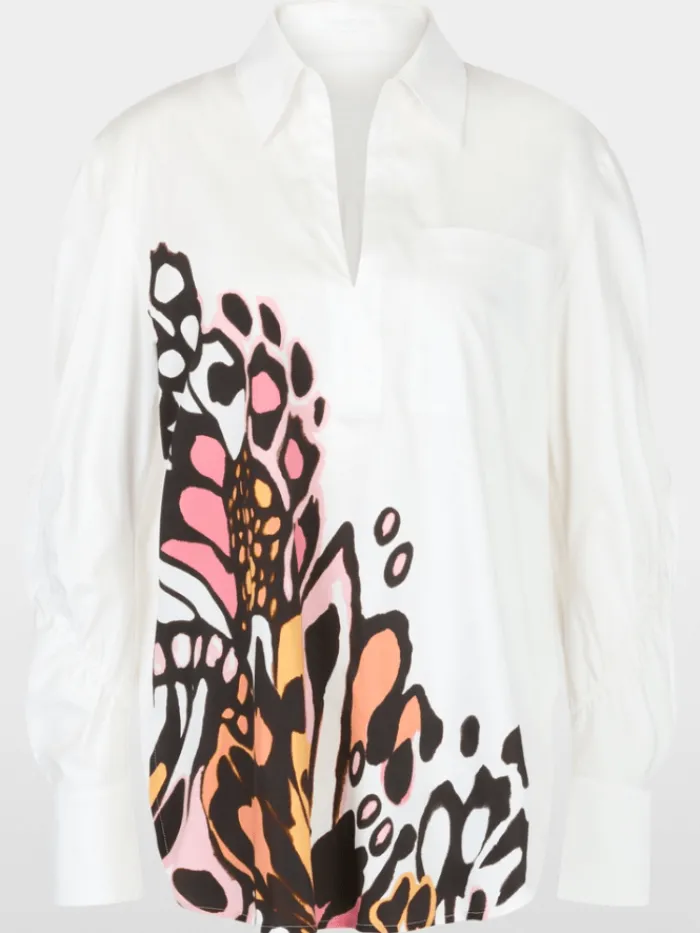 marc_cain_collections_wom_0-16.webp Marc Cain Collections Tops | Gifts Under £250^Women's Blouse With Placed Butterfly Print YC 51