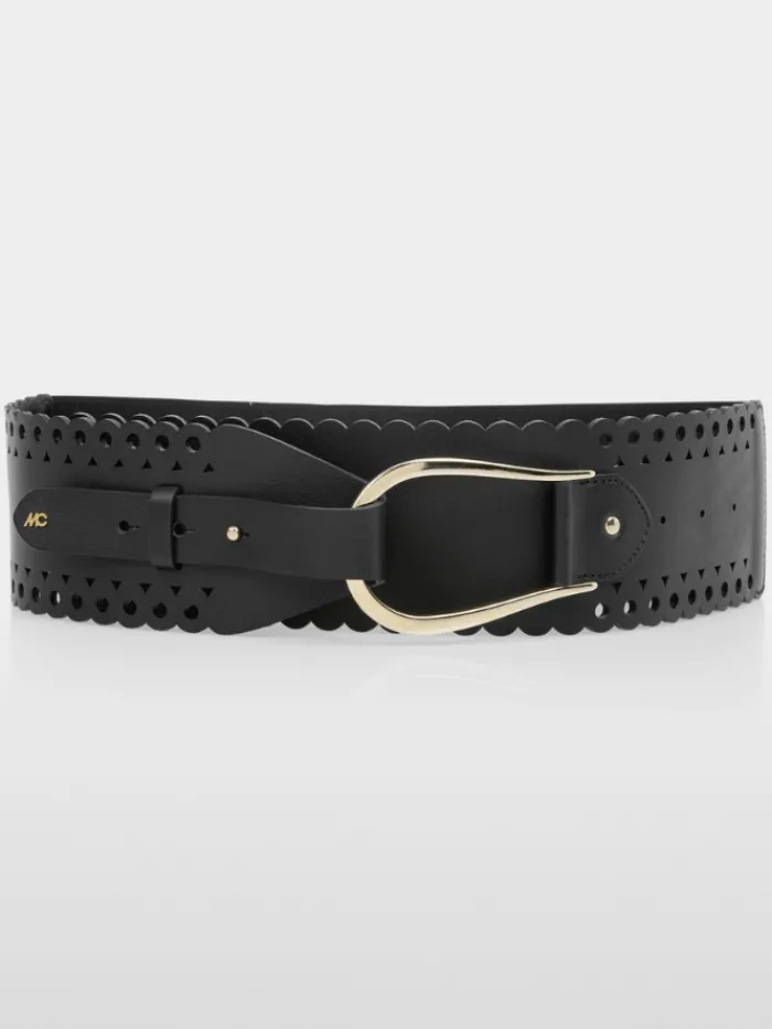 marc_cain_collections_wom_0-24.webp Marc Cain Collections Gifts Under £250^Women's Black Leather Belt With Perforated Patte
