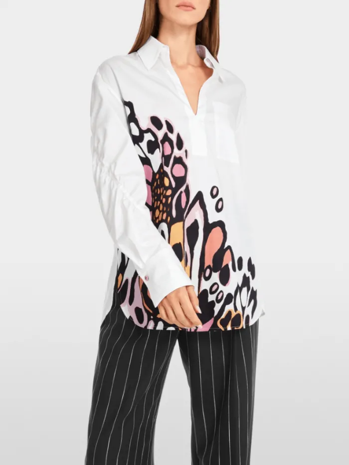 marc_cain_collections_wom_1-16.webp Marc Cain Collections Tops | Gifts Under £250^Women's Blouse With Placed Butterfly Print YC 51
