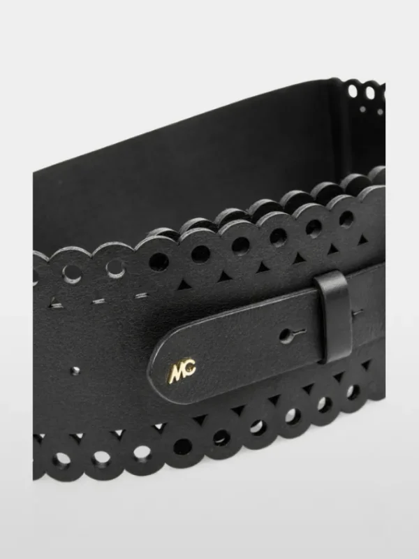 Marc Cain Collections Gifts Under £250^Women's Black Leather Belt With Perforated Patte