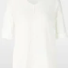 Marc Cain Essentials Tops | Gifts Under £250^Women's Material Mix Top in Off White +E 55.01 J2