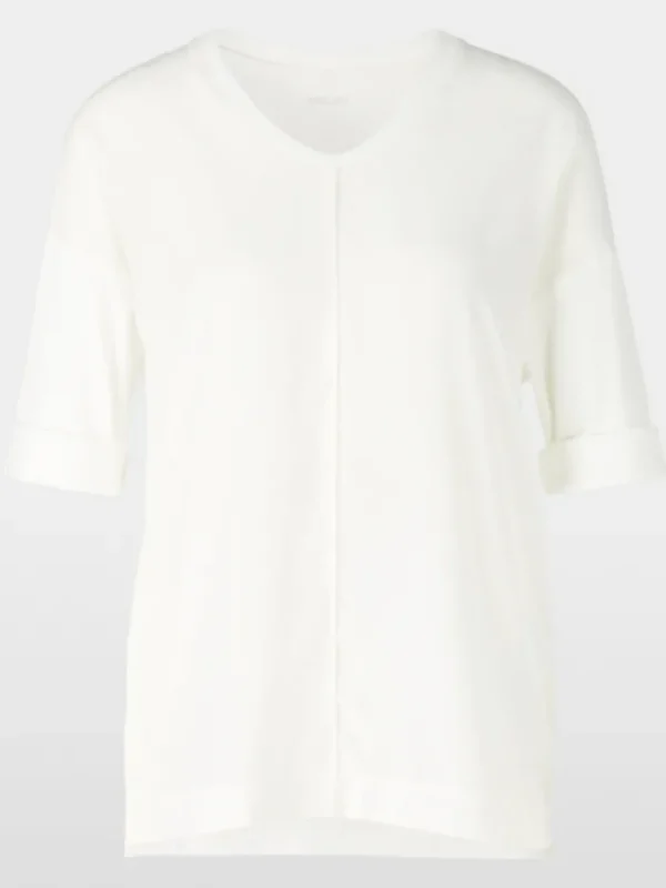 Marc Cain Essentials Tops | Gifts Under £250^Women's Material Mix Top in Off White +E 55.01 J2